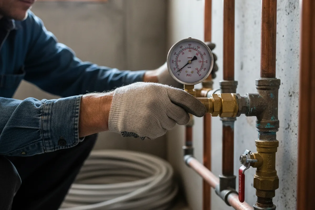 Pressure testing a repaired line during Water Line Repair in New Bedford